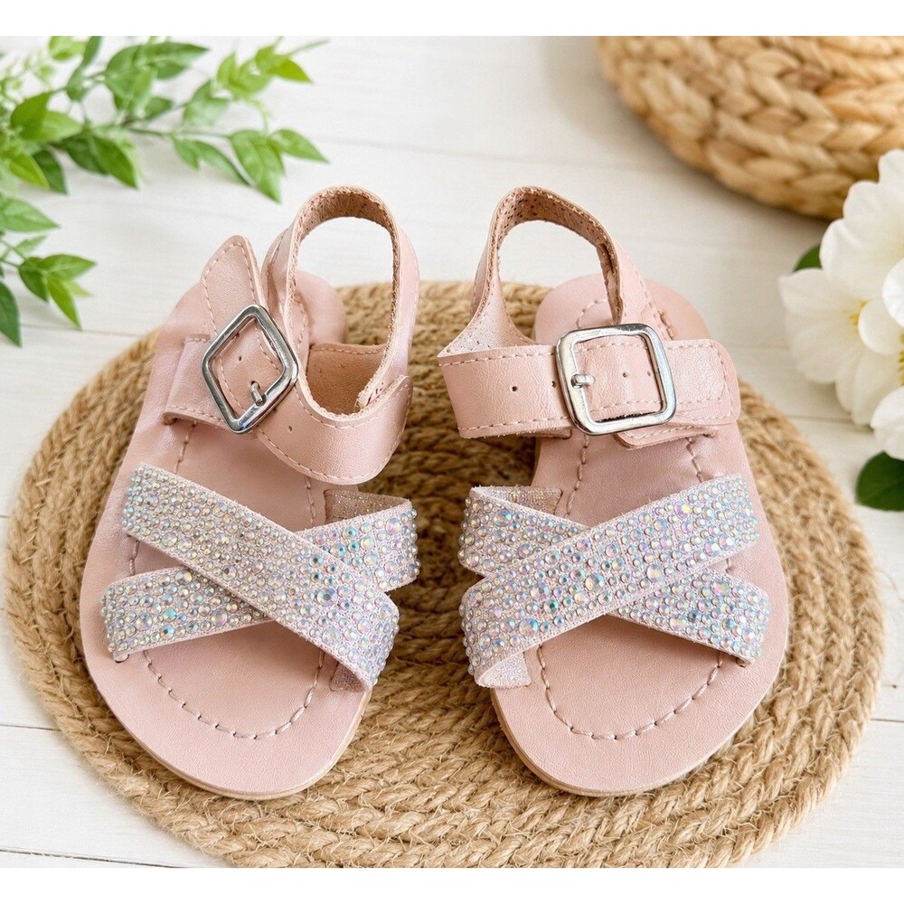 Nordstrom Rack Baby Infant Toddler Girl Blush Embellished Sparkle Sandal Size 5